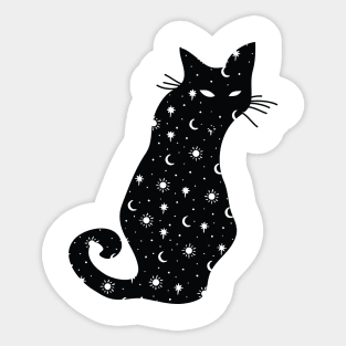 Cosmic Cat Black Sticker